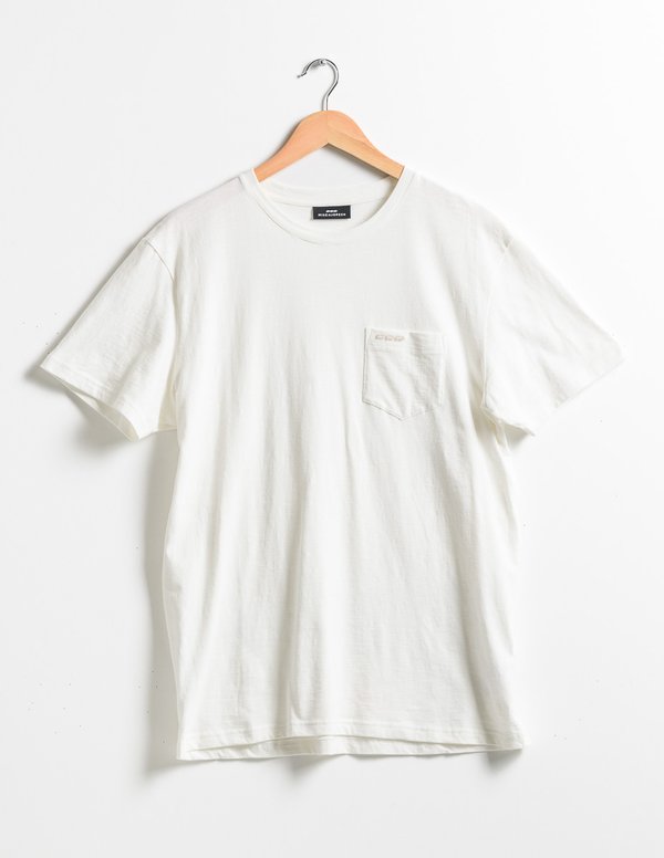 T-shirt uni manches courtes poche poitrine en coton blanc