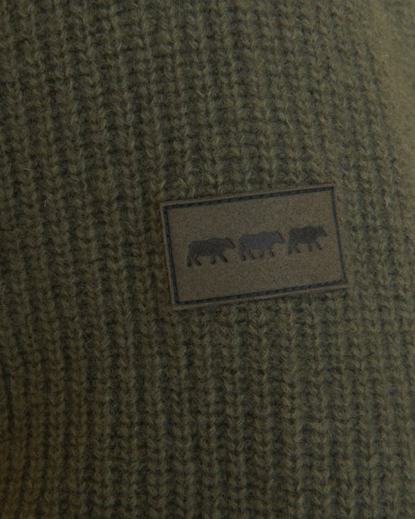 Pull col camionneur zippé uni en côte anglaise lambswool vert Pull col camionneur zippé uni en côte anglaise lambswool vert