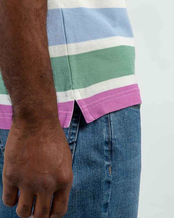 Polo rayé manches courtes regular fit rose