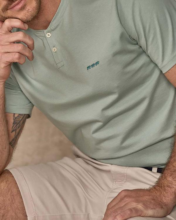 T-shirt col tunisien beige