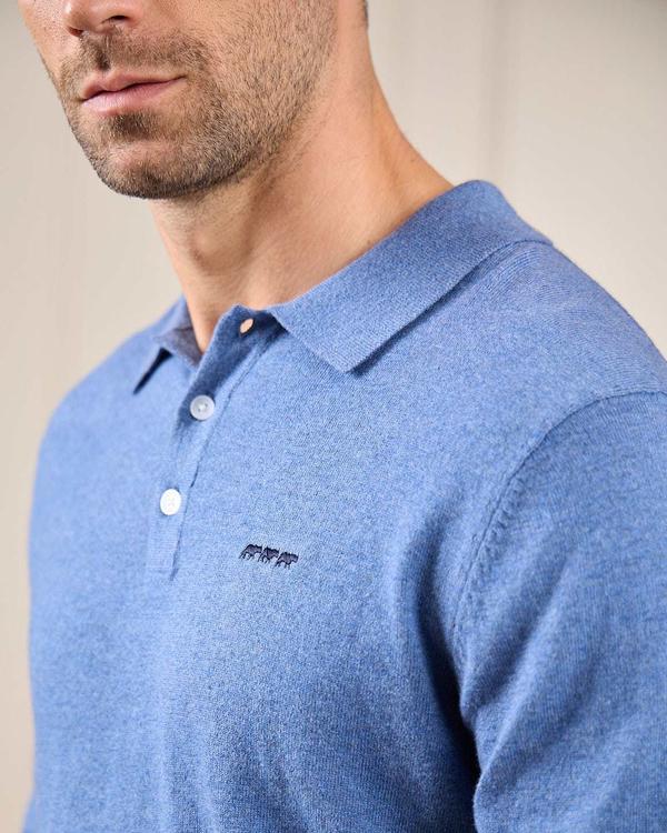 Pull col polo Gaspar bleu