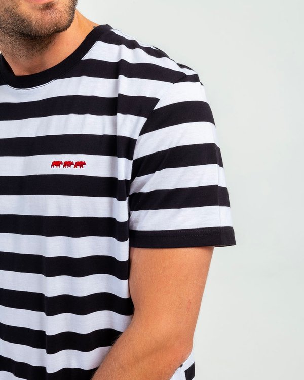T-shirt rayé regular fit manches courtes en coton bleu T-shirt rayé regular fit manches courtes en coton bleu