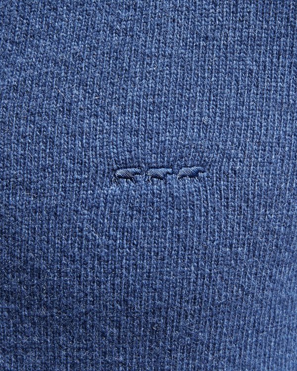 Cardigan uni Eliot col montant zippé en maille à poches bleu