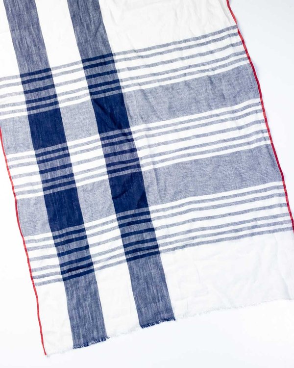 Chèche rayé en coton bleu Chèche rayé en coton bleu