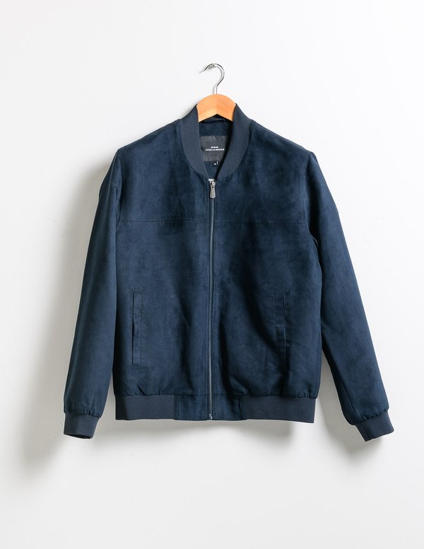 Blouson suédine col teddy regular fit bleu Blouson suédine col teddy regular fit bleu