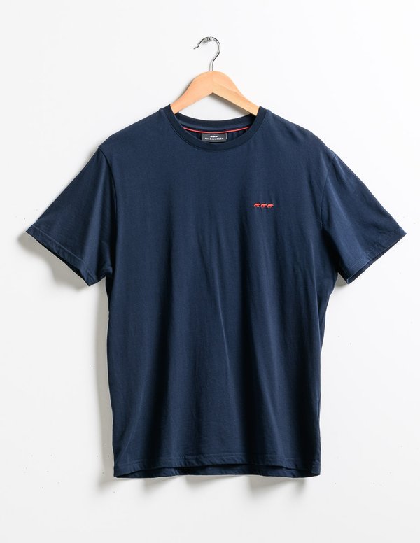 T-shirt modern fit Ethan uni manches courtes col rond coton bleu