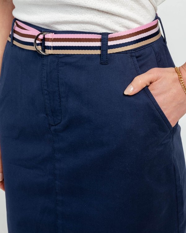 Jupe droite unie coton et élasthanne bleu Jupe droite unie coton et élasthanne bleu