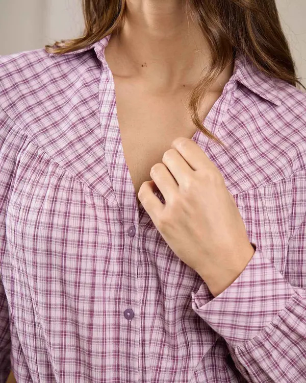 Chemise à carreaux violet