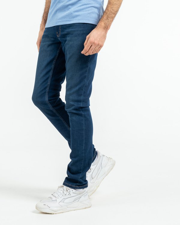 Jean modern fit type joggjean en coton et elasthanne bleu