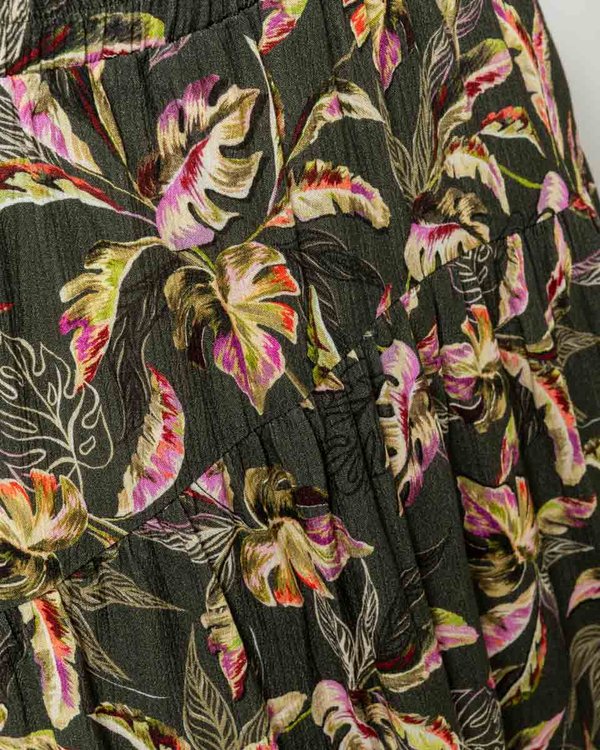 Jupe longue imprimé feuillages en viscose vert Jupe longue imprimé feuillages en viscose vert