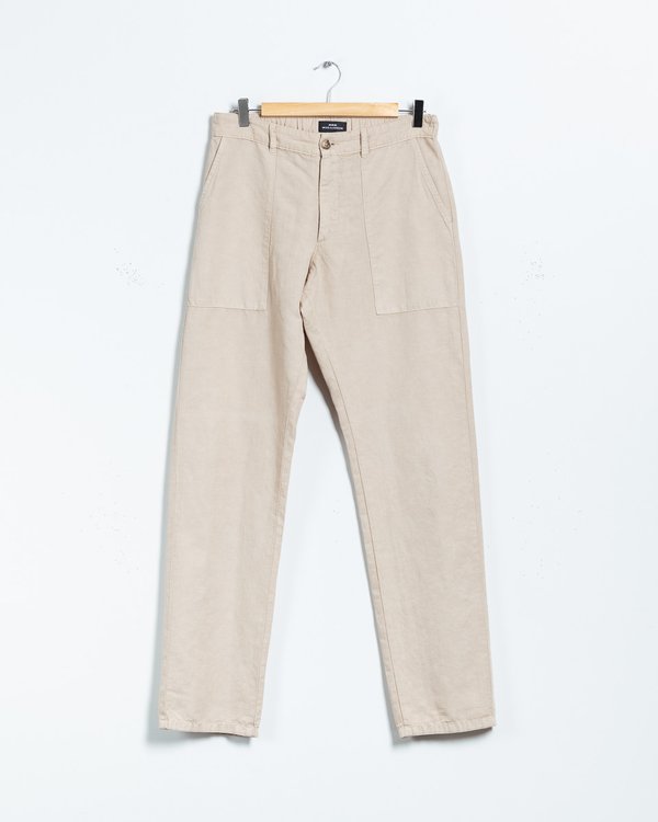 Pantalon lin et coton uni regular fit beige