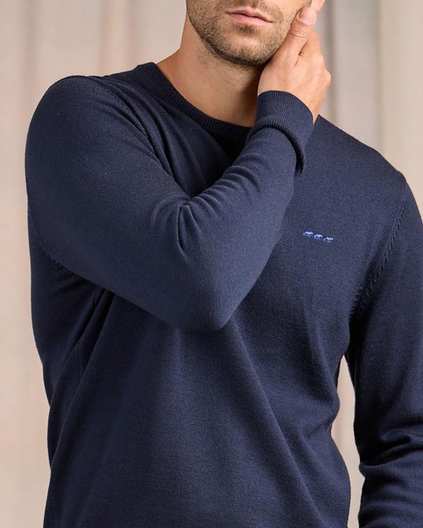 Pull col rond bleu