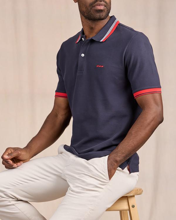 Polo à contraste bleu