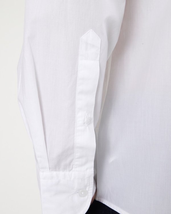 Chemise regular fit manches longues unie en coton blanc