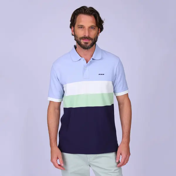 Polo à grosses rayures bleu