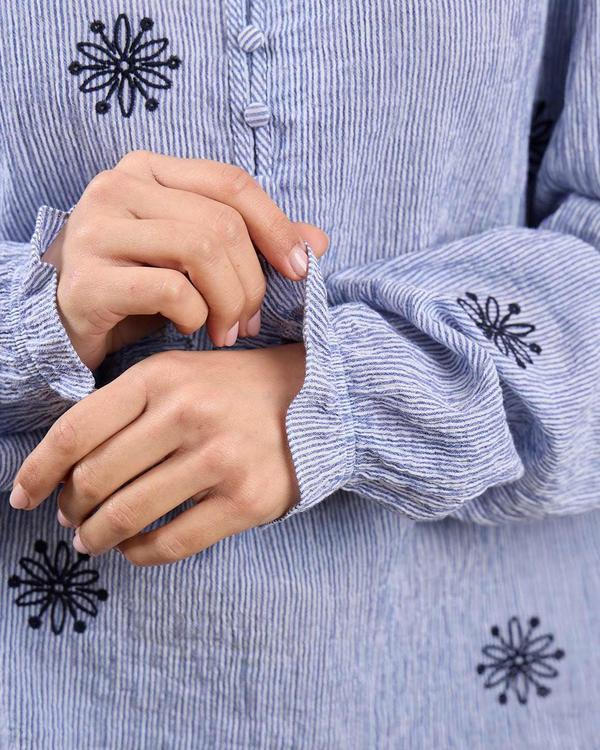 Chemise seersucker Gretel bleu