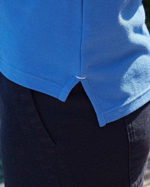 Polo piqué Jeanne manches courtes uni 100% coton bleu