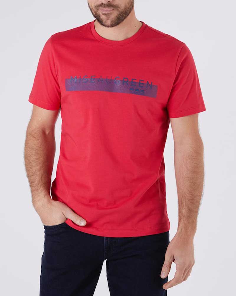 T-shirt cintré manches courtes bandeau poitrine rouge
