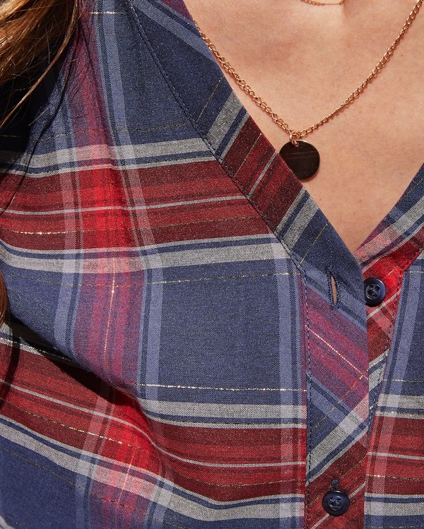 Chemisier à carreaux tartan manches longues coton rouge Chemisier à carreaux tartan manches longues coton rouge