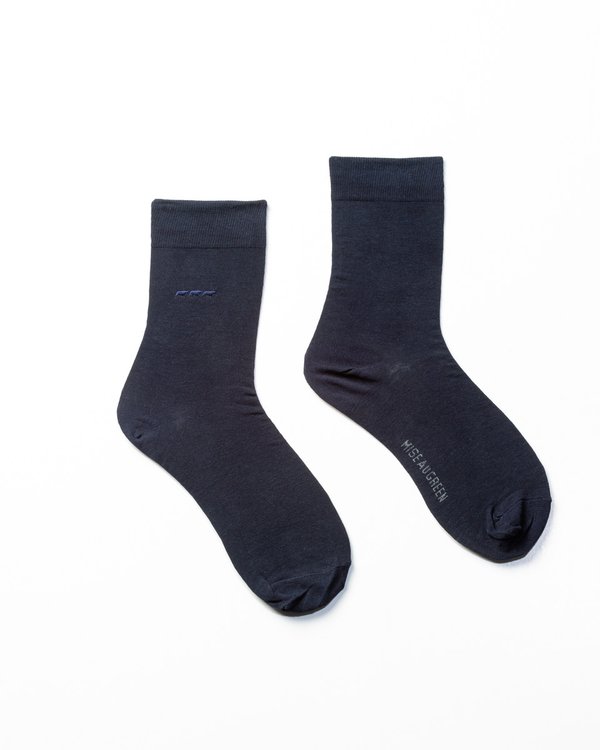 Chaussettes unies broderie 3 vaches bleu Chaussettes unies broderie 3 vaches bleu