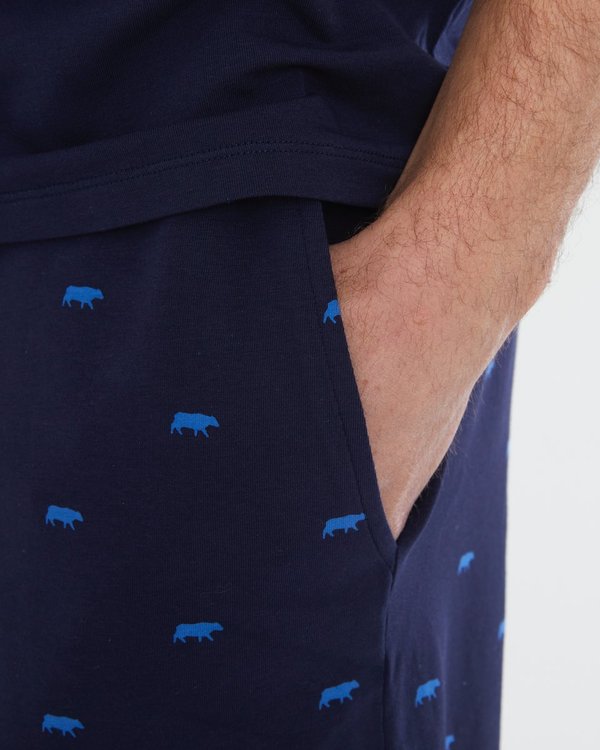Pyjashort imprimé petites vaches bleu