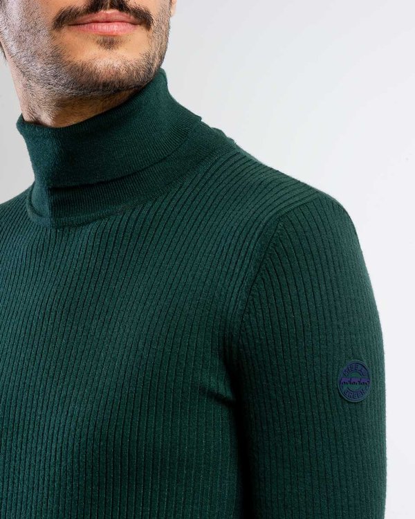Pull col roulé uni à manches longues bleu Pull col roulé uni à manches longues bleu
