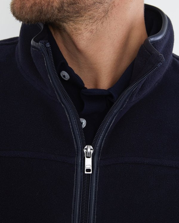 Blouson polaire coupe droite col camionneur bleu Blouson polaire coupe droite col camionneur bleu