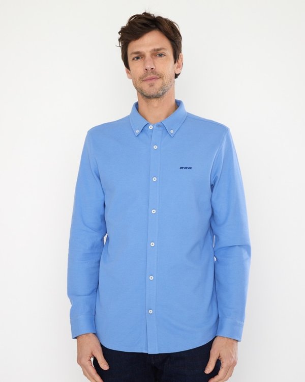 Chemise manches longues cintrée en coton piqué