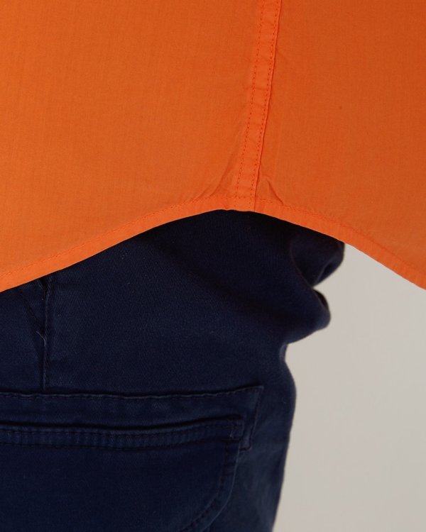 Chemise classique unie à manches courtes en coton orange