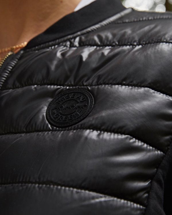 Cardigan zippé bi-matière matelassé et molleton noir Cardigan zippé bi-matière matelassé et molleton noir
