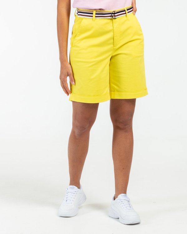 Short chino uni coupe regular fit en coton jaune Short chino uni coupe regular fit en coton jaune