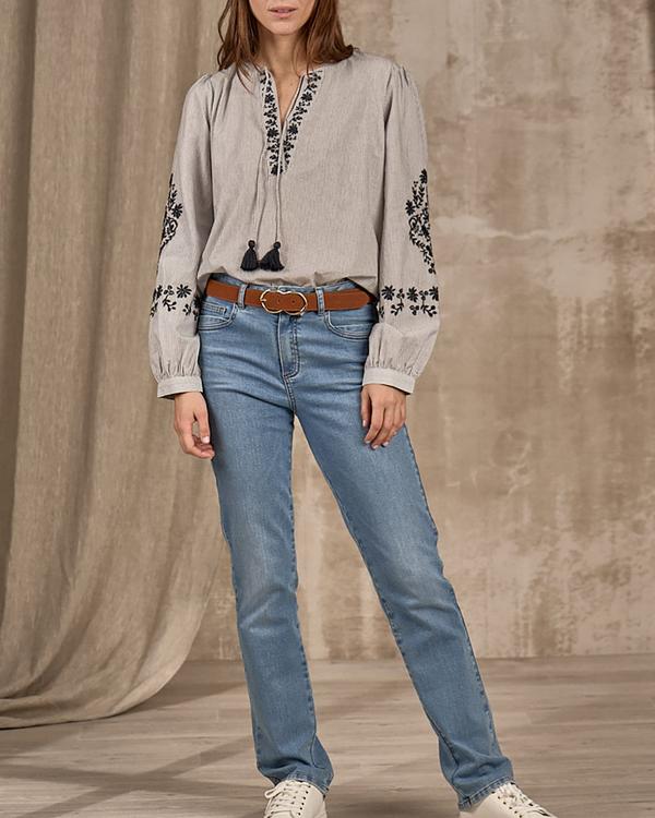 Chemise broderie Dakota bleu