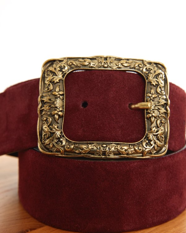 Ceinture unie à boucle en cuir rouge