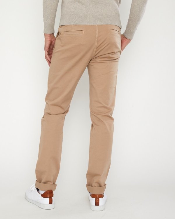 Pantalon chino Lucas taille élastique en coton beige