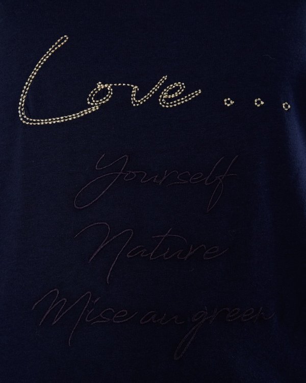 T-shirt manches courtes en coton broderie Love bleu