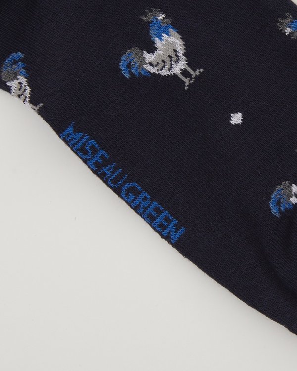 Chaussettes à motifs coqs en coton bleu