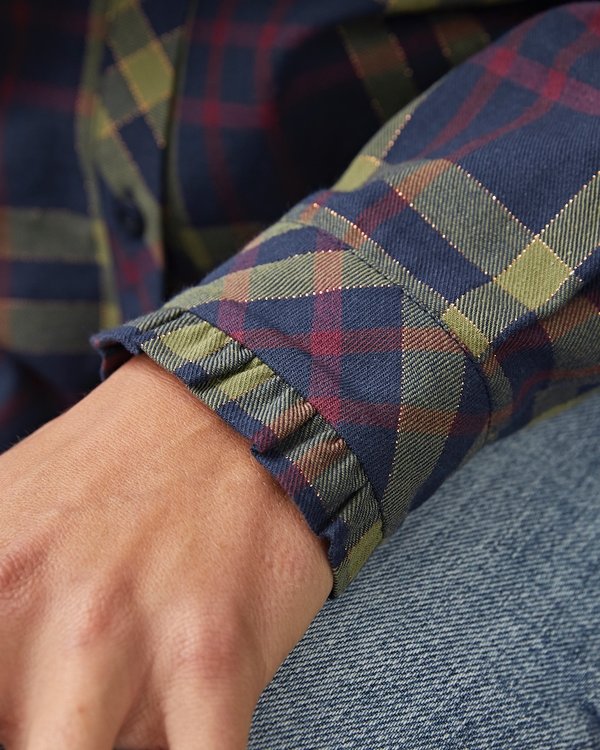 Chemisier à carreaux tartan manches longues coton rouge