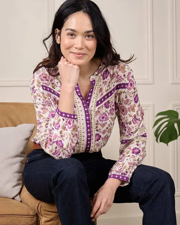 Blouse brodée violet