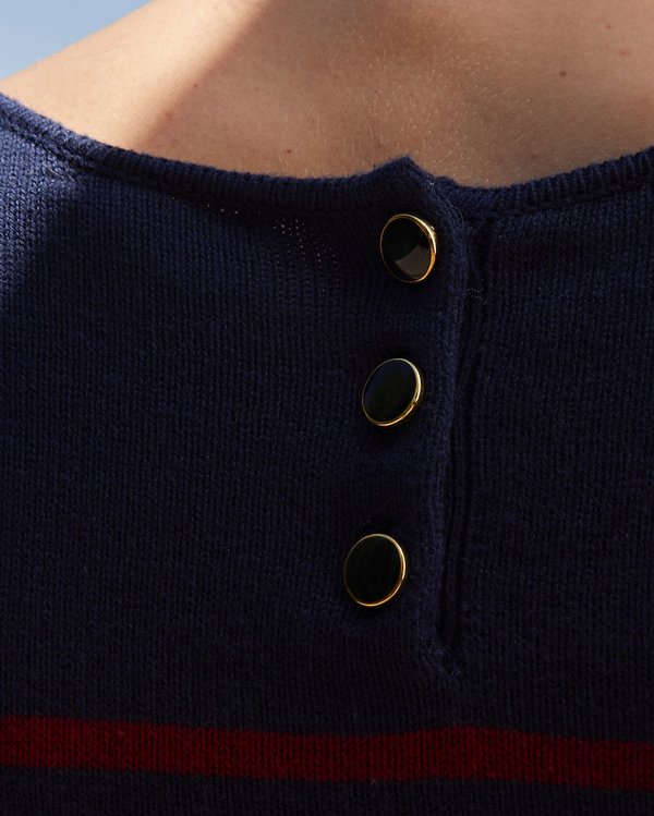 Pull rayé marinière à col rond coton et laine bleu Pull rayé marinière à col rond coton et laine bleu
