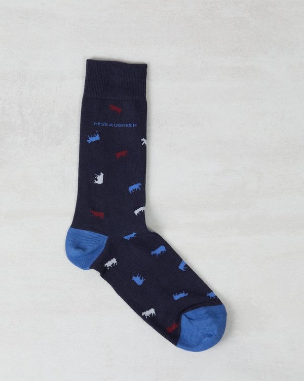 Chaussettes imprimées petites vaches bleu
