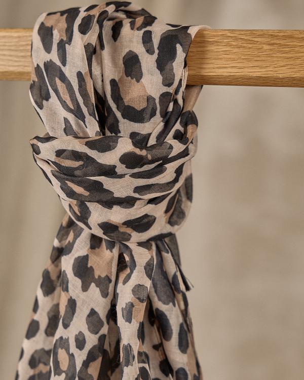 Chèche léopard Céleste beige Chèche léopard Céleste beige