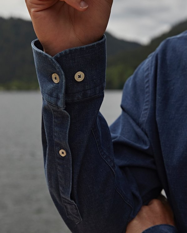 Chemise manches longues regular fit denim bleu