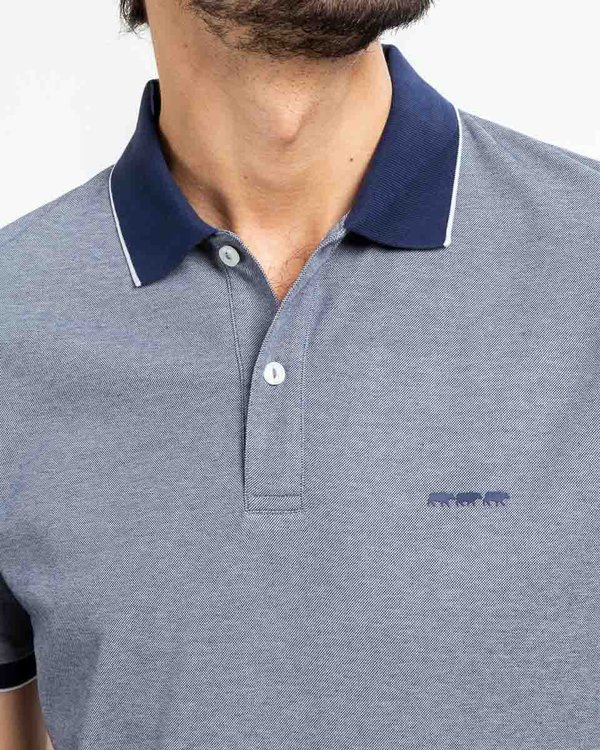 Polo uni manches courtes regular fit bleu Polo uni manches courtes regular fit bleu