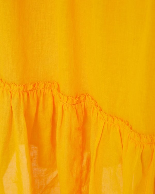 Robe longue volantée en voile de coton orange