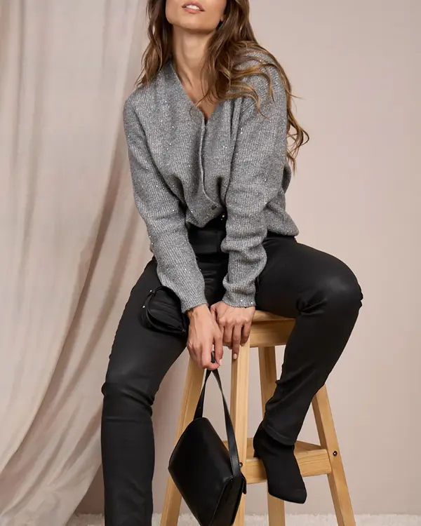 Cardigan détail lurex gris