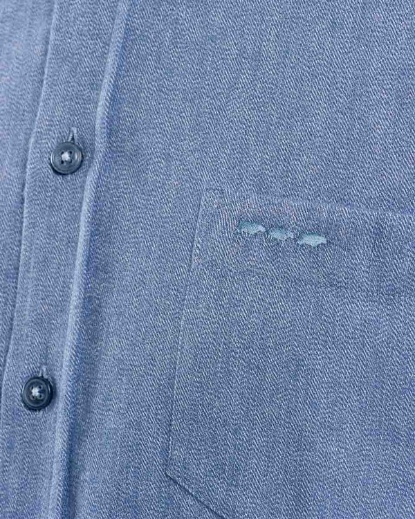 Chemise unie à manches longues 100% coton bleu Chemise unie à manches longues 100% coton bleu