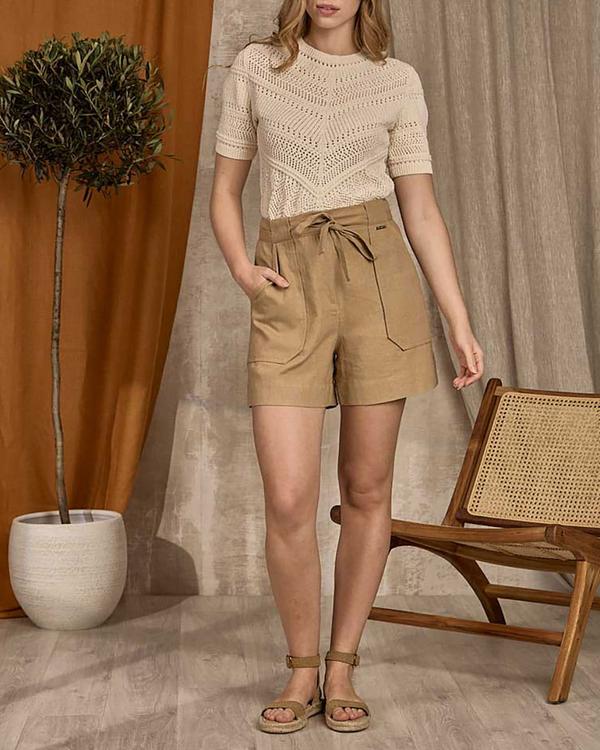 Short paperbag beige
