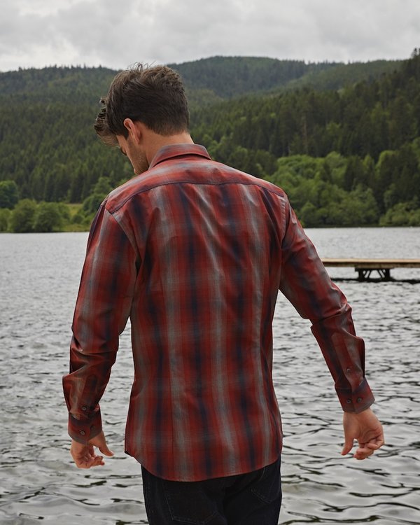 Chemise à carreaux manches longues 100% coton marron Chemise à carreaux manches longues 100% coton marron