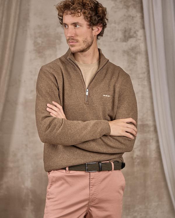Pull col camionneur beige