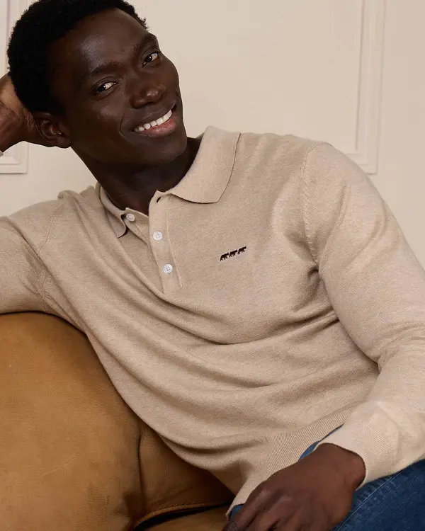 Pull col polo Gaspar beige
